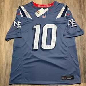 Mens Youths Optional For Drake Maye Stitched Jersey Storm Blue Vapor